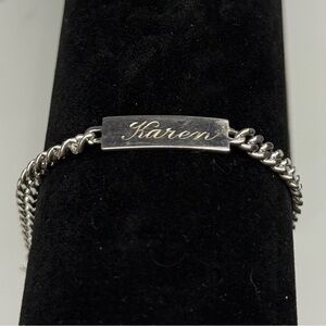Vintage ELCO Sterling Silver ID Bracelet • Engraved Karen • 5.75”